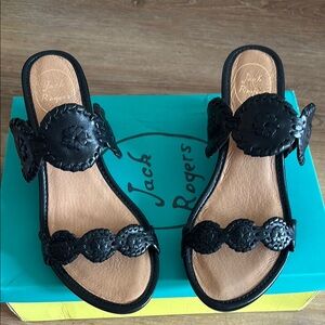 Jack Rogers Black Braided Sandals